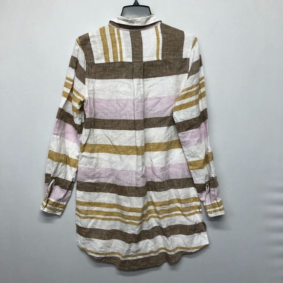 Rachel Zoe Women 100% Linen Button Up Tunic Shirt Top Blouse Size Medium B207 -9 - Picture 11 of 13